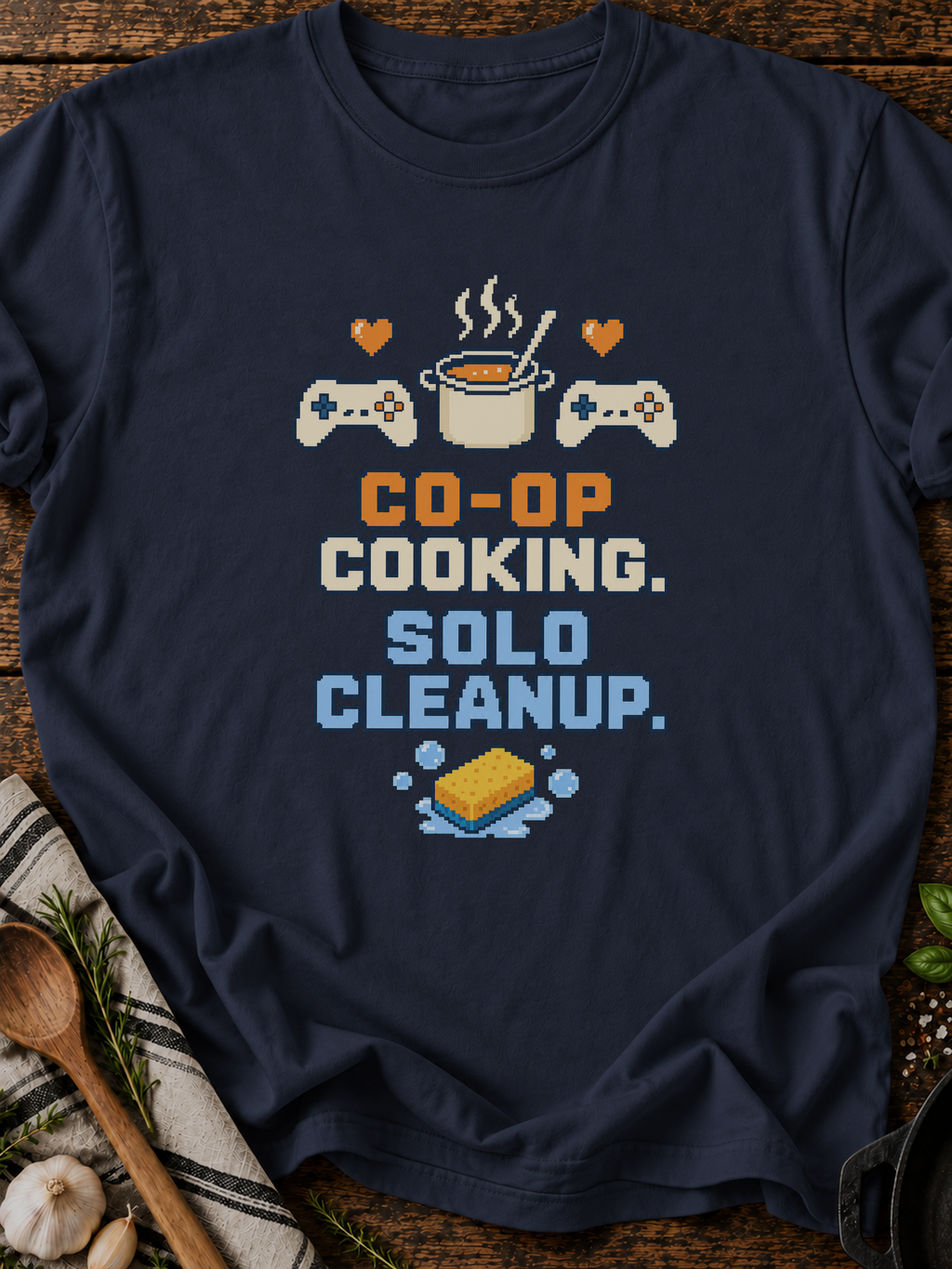 Coop Cooking Solo Cleanup Pixel T-Shirt - Navy