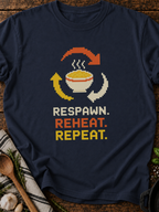 Respawn Reheat Repeat Pixel T-Shirt - Navy