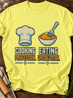 Cooking Profession Eating Specialization Pixel T-Shirt - Cornsilk