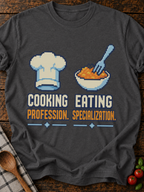 Cooking Profession Eating Specialization Pixel T-Shirt - Dark Heather
