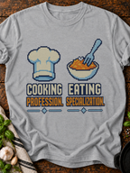 Cooking Profession Eating Specialization Pixel T-Shirt - Sport Grey