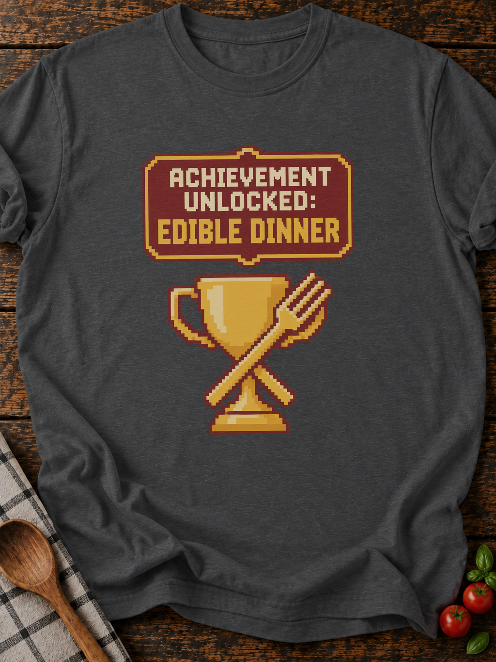 Achievement Edible Dinner Pixel T-Shirt - Dark Heather