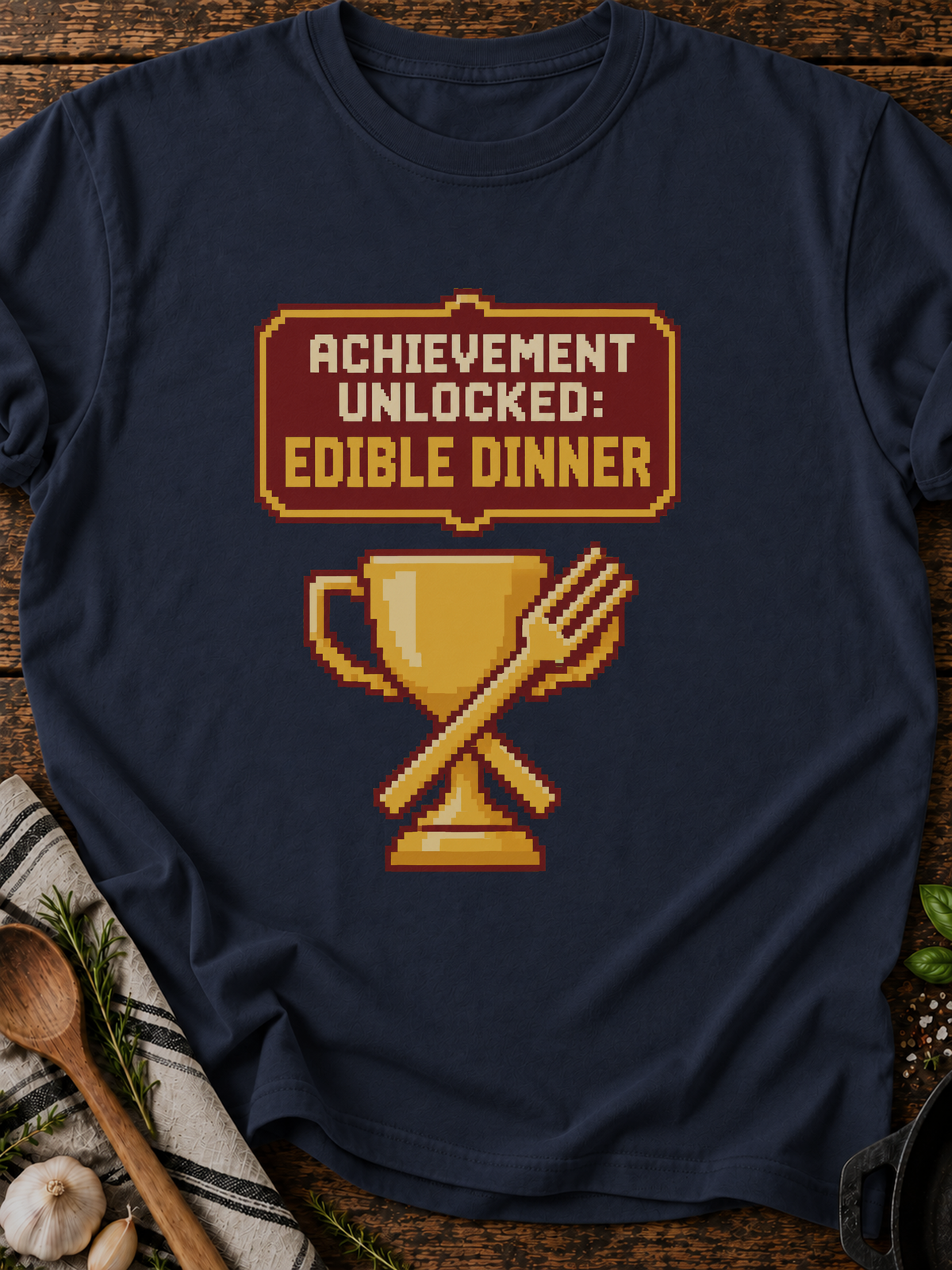 Achievement Edible Dinner Pixel T-Shirt - Navy