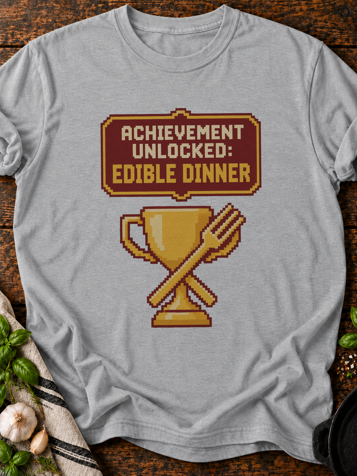 Achievement Edible Dinner Pixel T-Shirt - Sport Grey