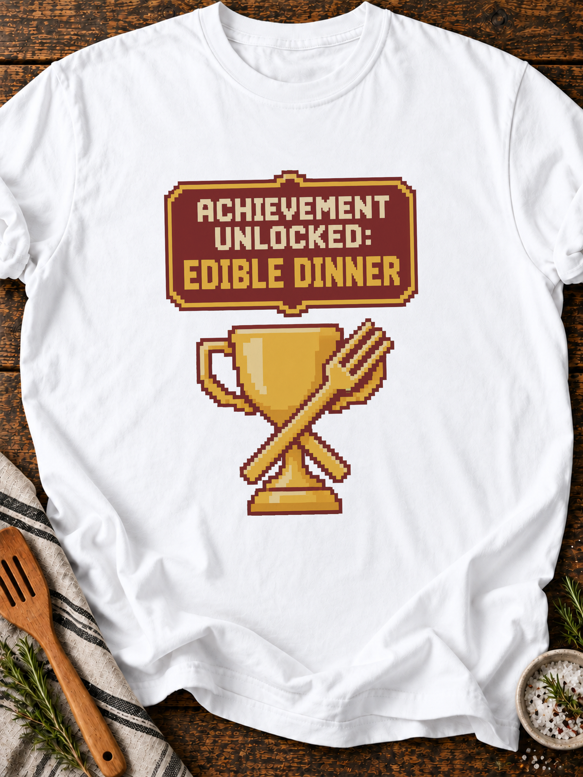 Achievement Edible Dinner Pixel T-Shirt - White