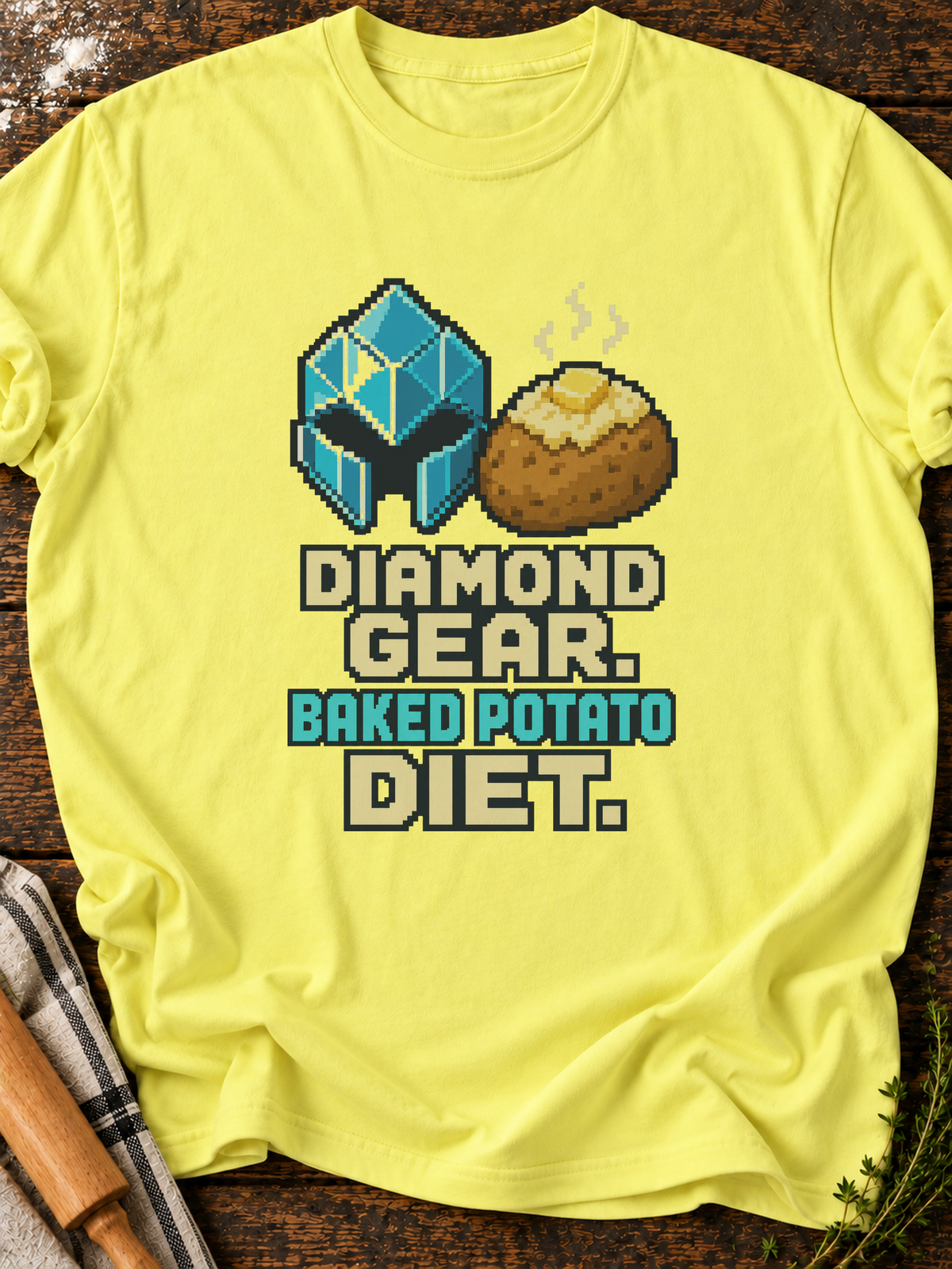 Diamond Gear Potato Diet Pixel T-Shirt - Cornsilk