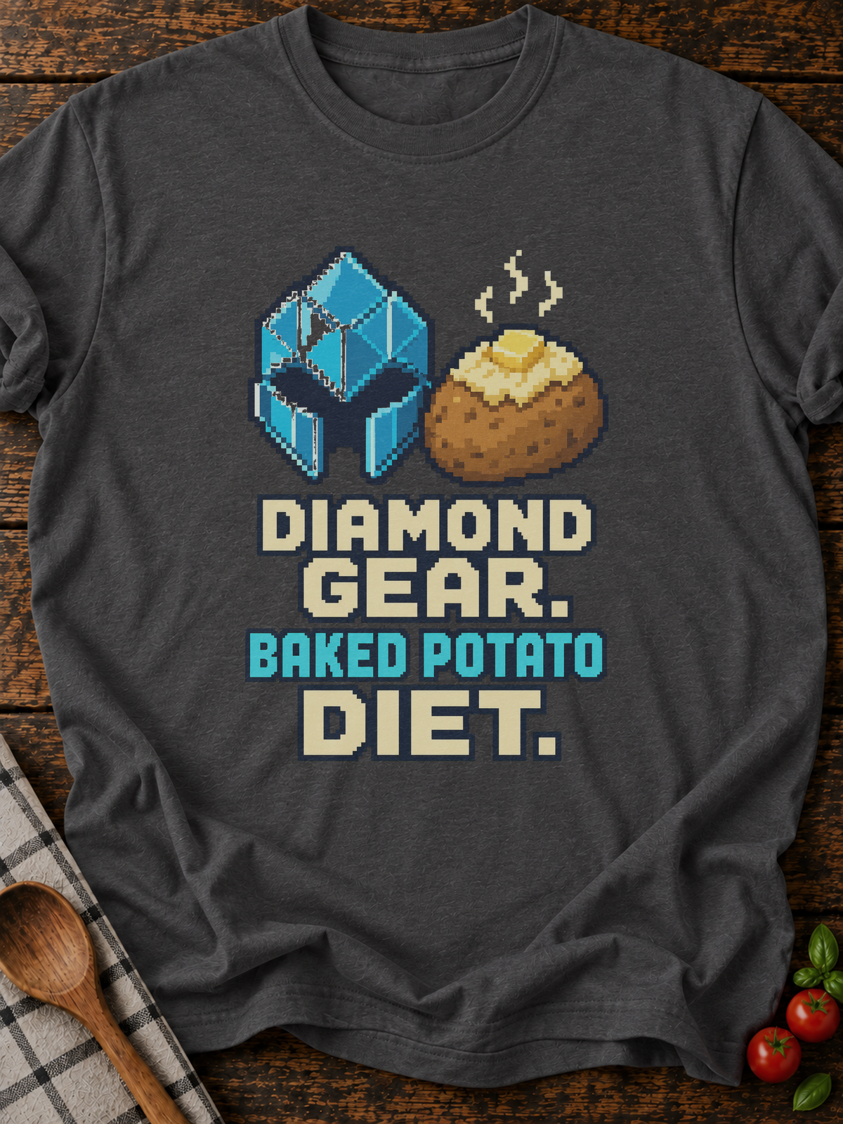 Diamond Gear Potato Diet Pixel T-Shirt - Dark Heather