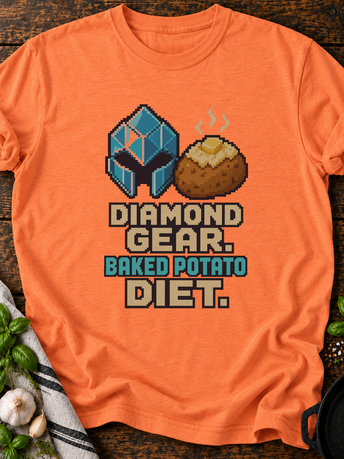 Diamond Gear Potato Diet Pixel T-Shirt - Heather Orange