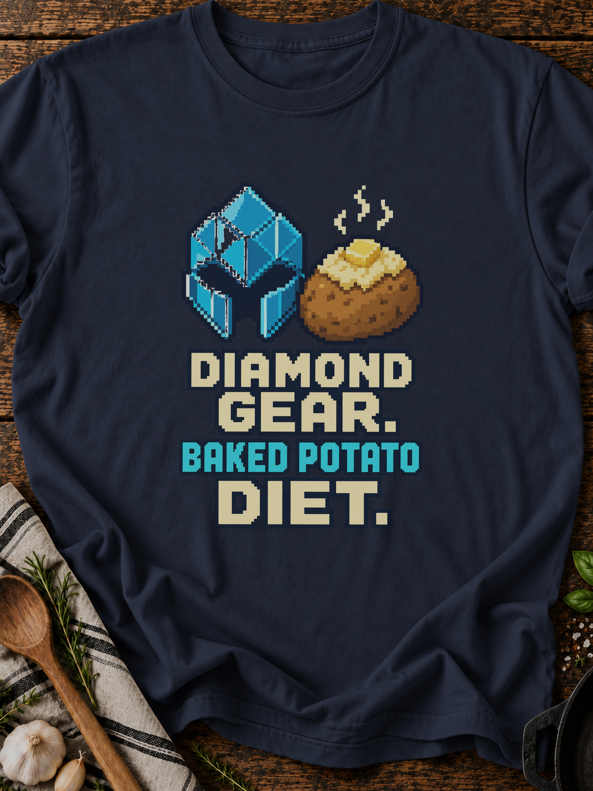 Diamond Gear Potato Diet Pixel T-Shirt - Navy