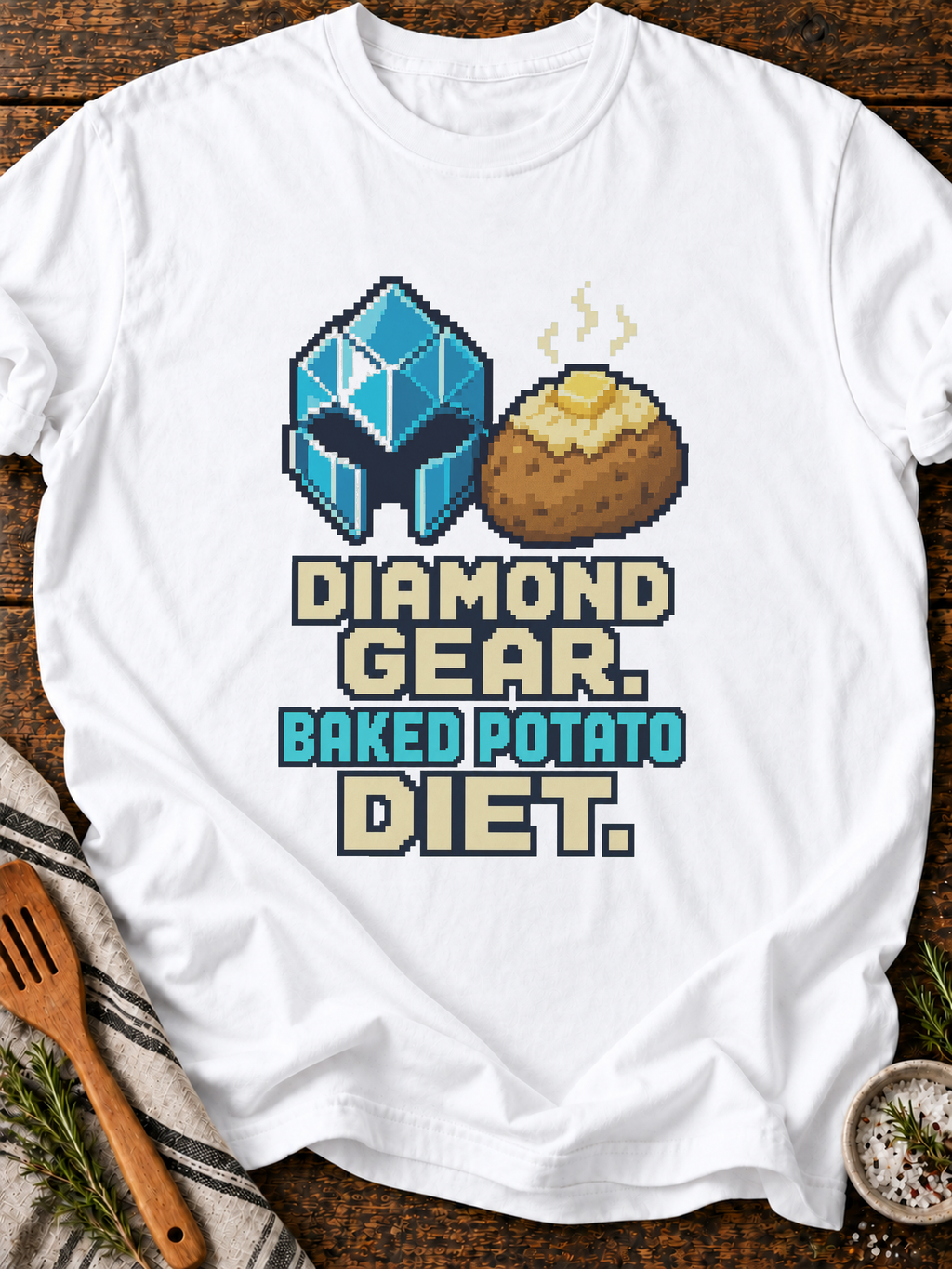 Diamond Gear Potato Diet Pixel T-Shirt - White