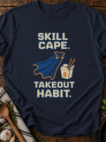Skill Cape Takeout Habit Pixel T-Shirt - Navy