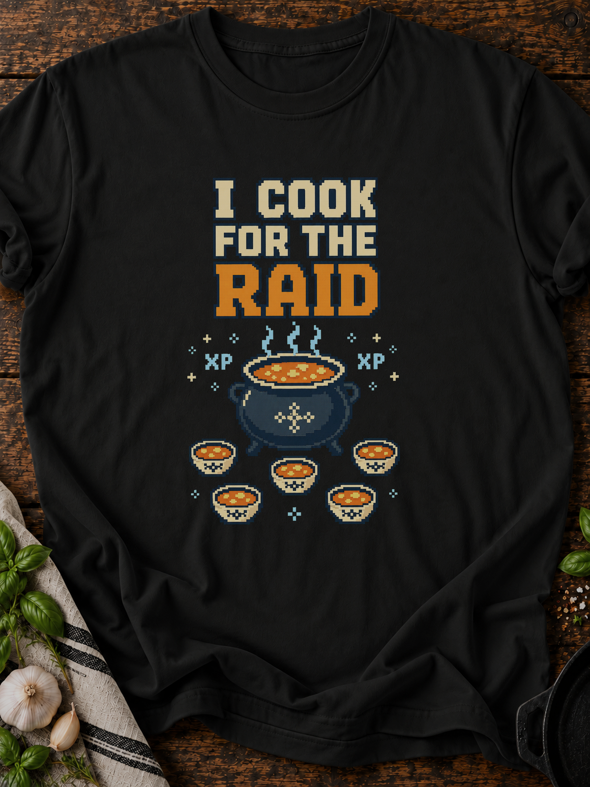 I Cook For The Raid Pixel T-Shirt - Black