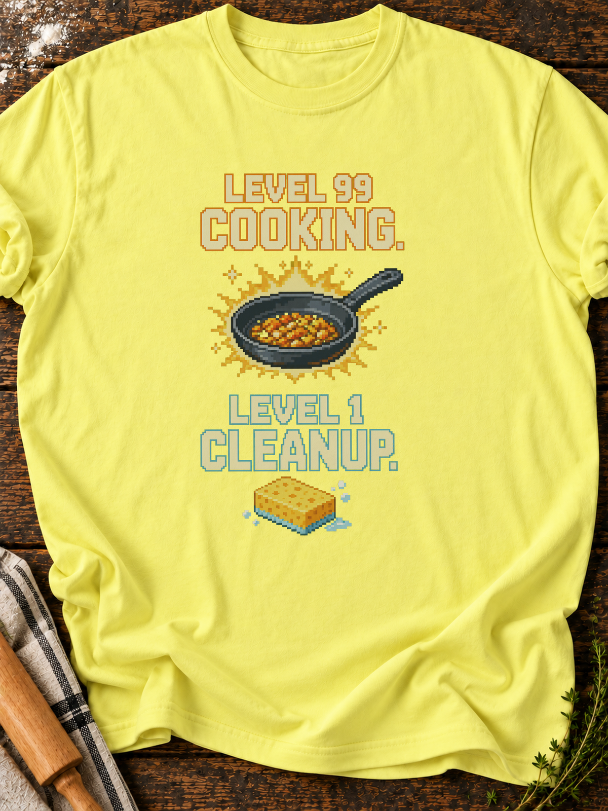 Level99 Level1 Cleanup Pixel T-Shirt - Cornsilk