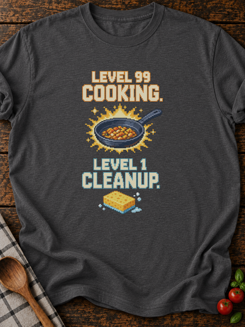 Level99 Level1 Cleanup Pixel T-Shirt - Dark Heather