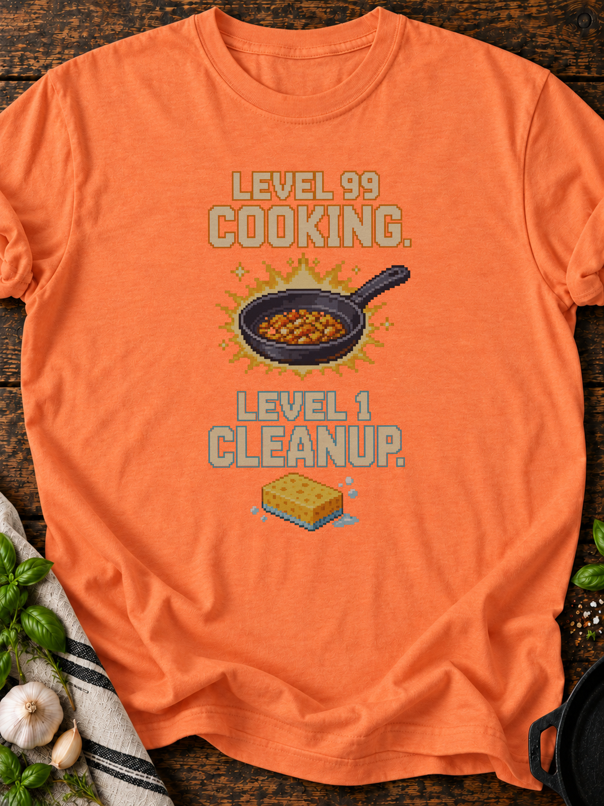Level99 Level1 Cleanup Pixel T-Shirt - Heather Orange