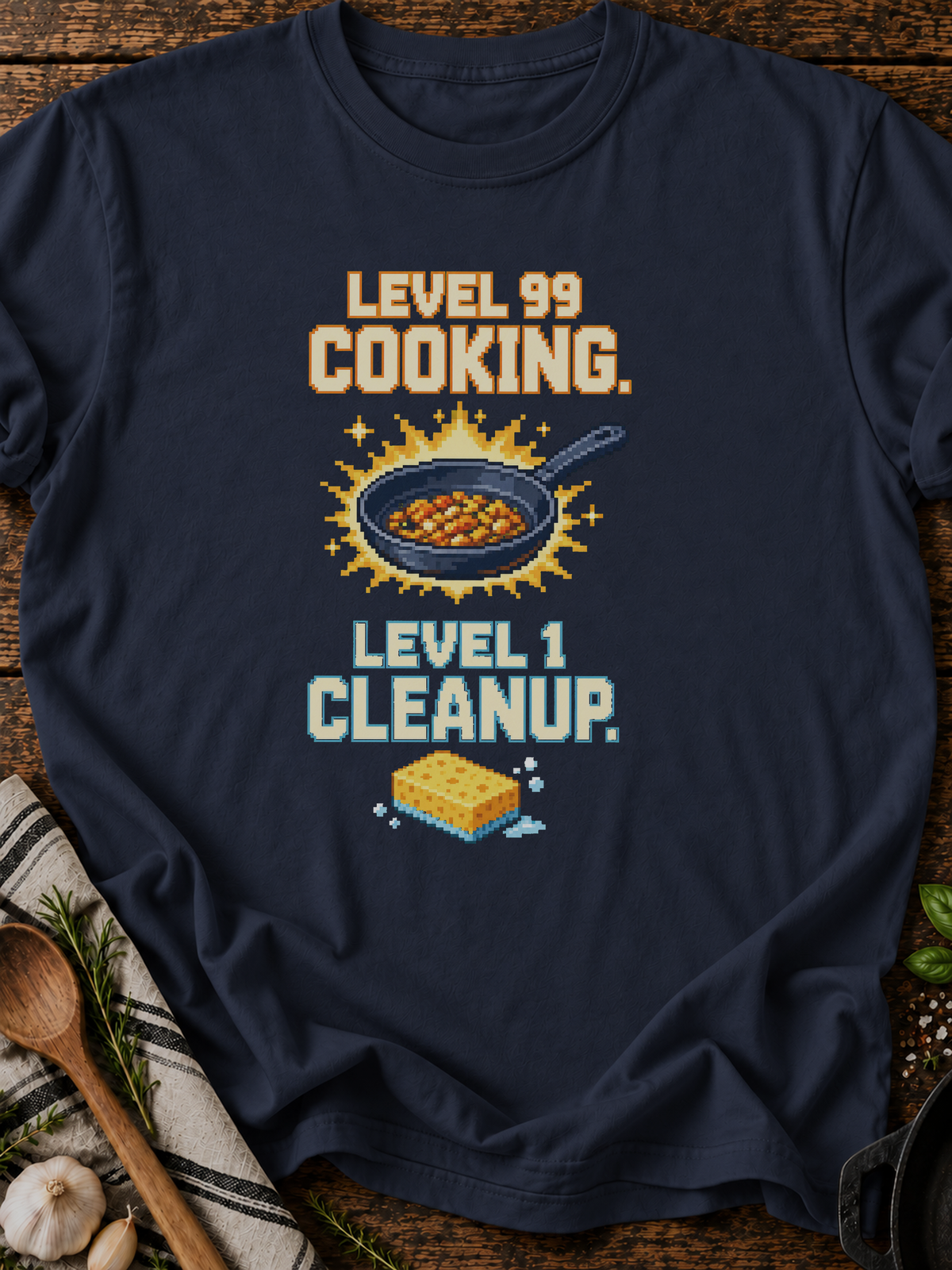 Level99 Level1 Cleanup Pixel T-Shirt - Navy