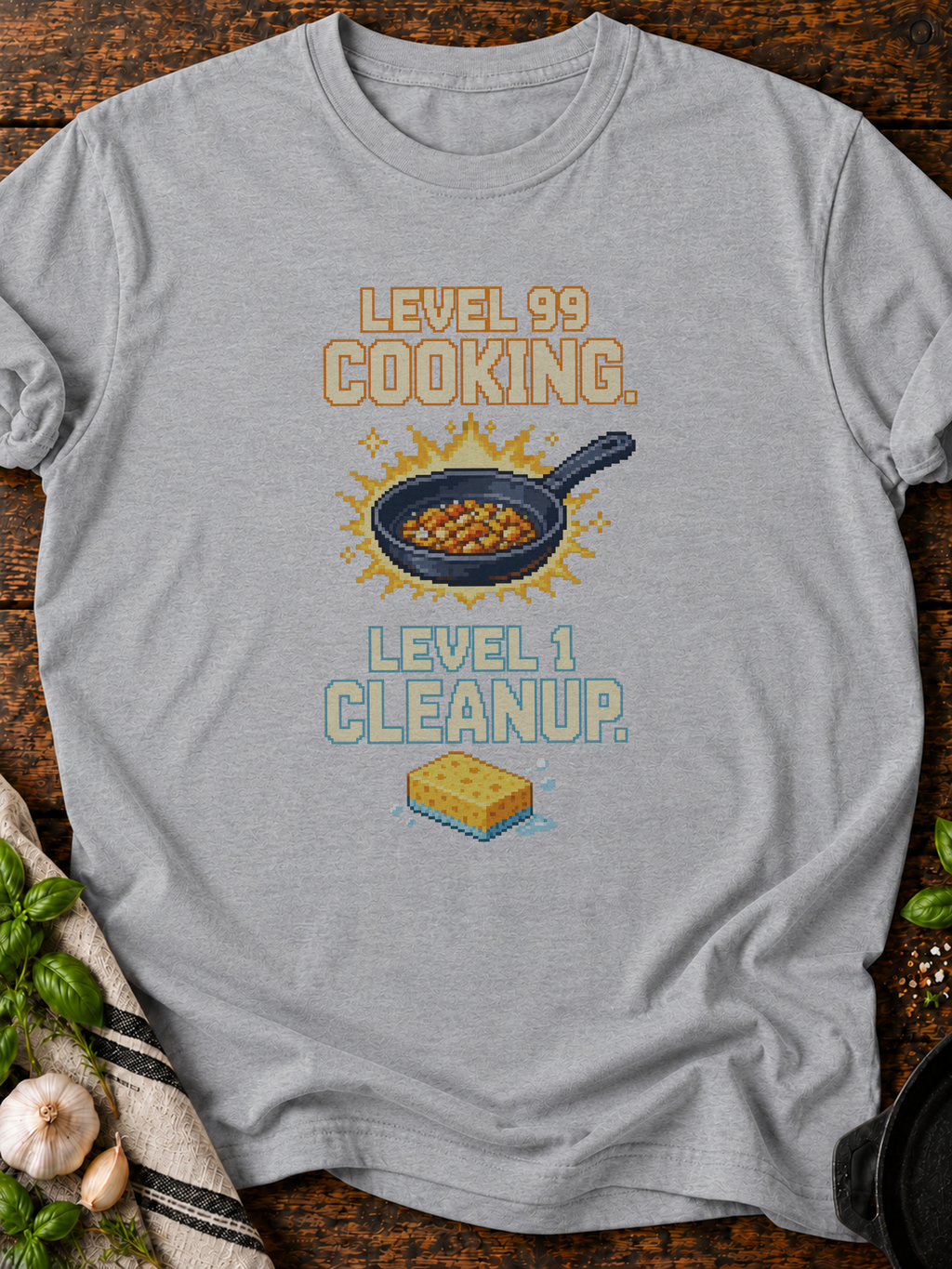Level99 Level1 Cleanup Pixel T-Shirt - Sport Grey