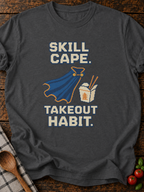 Skill Cape Takeout Habit Pixel T-Shirt - Dark Heather