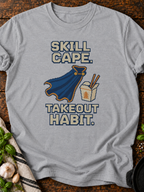 Skill Cape Takeout Habit Pixel T-Shirt - Sport Grey