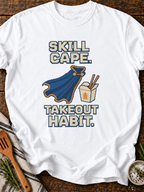 Skill Cape Takeout Habit Pixel T-Shirt - White