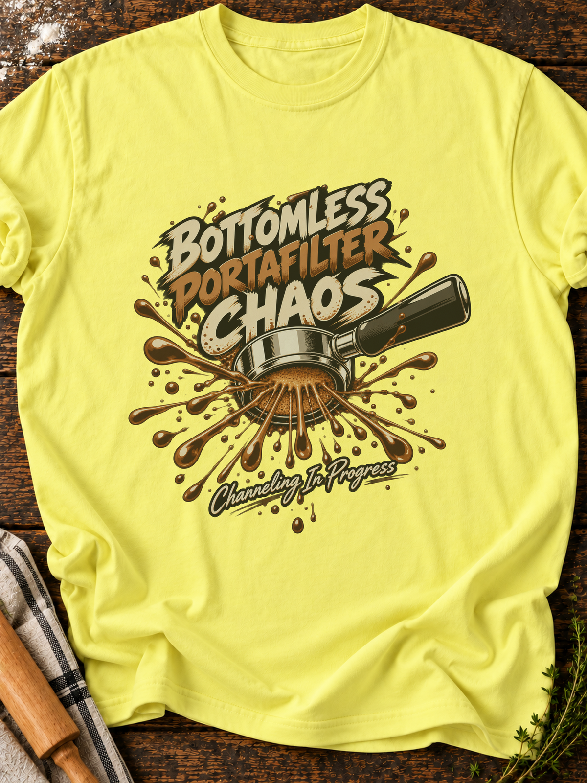 Bottomless Portafilter Chaos T-Shirt - Cornsilk