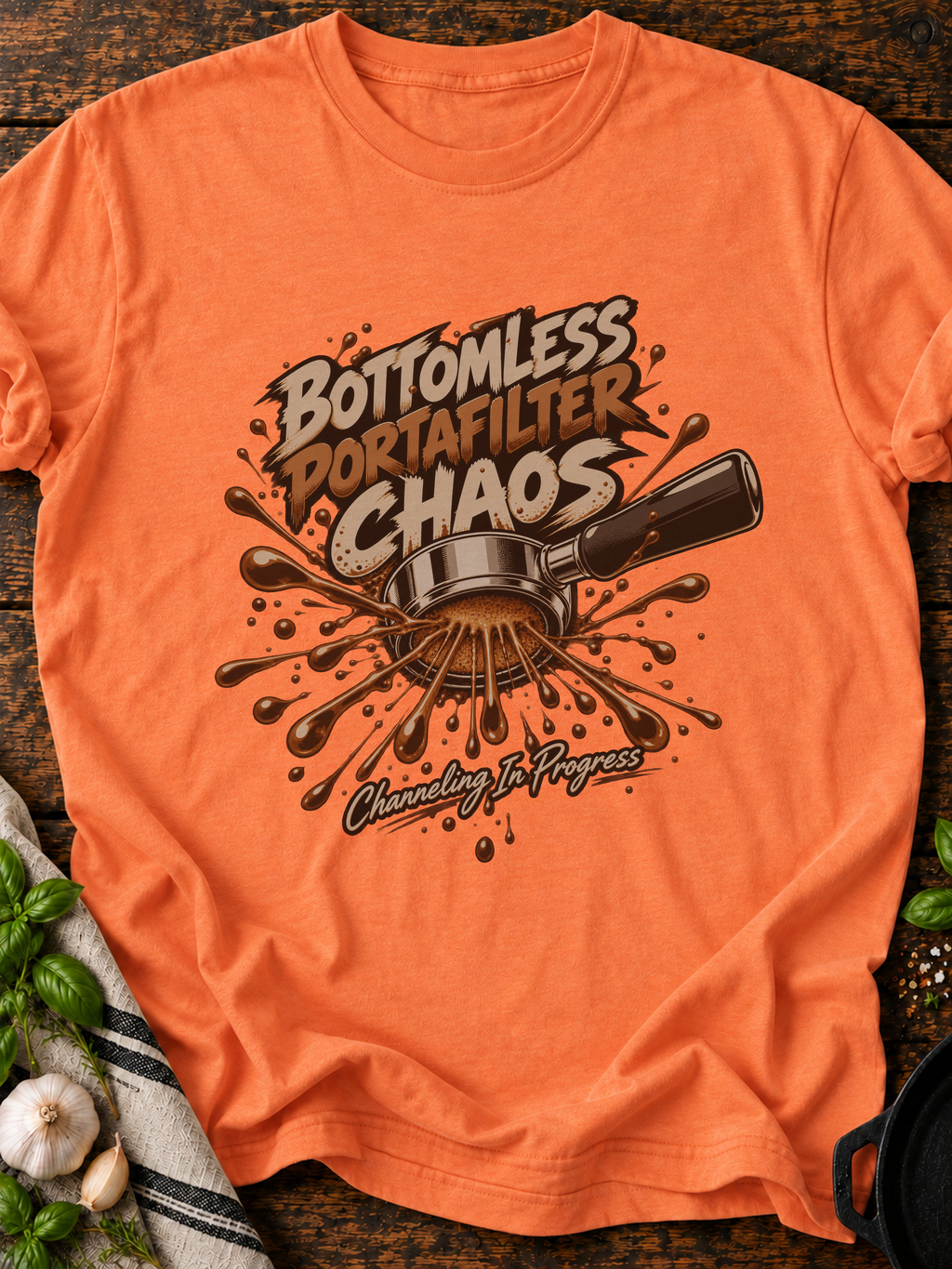 Bottomless Portafilter Chaos T-Shirt - Heather Orange