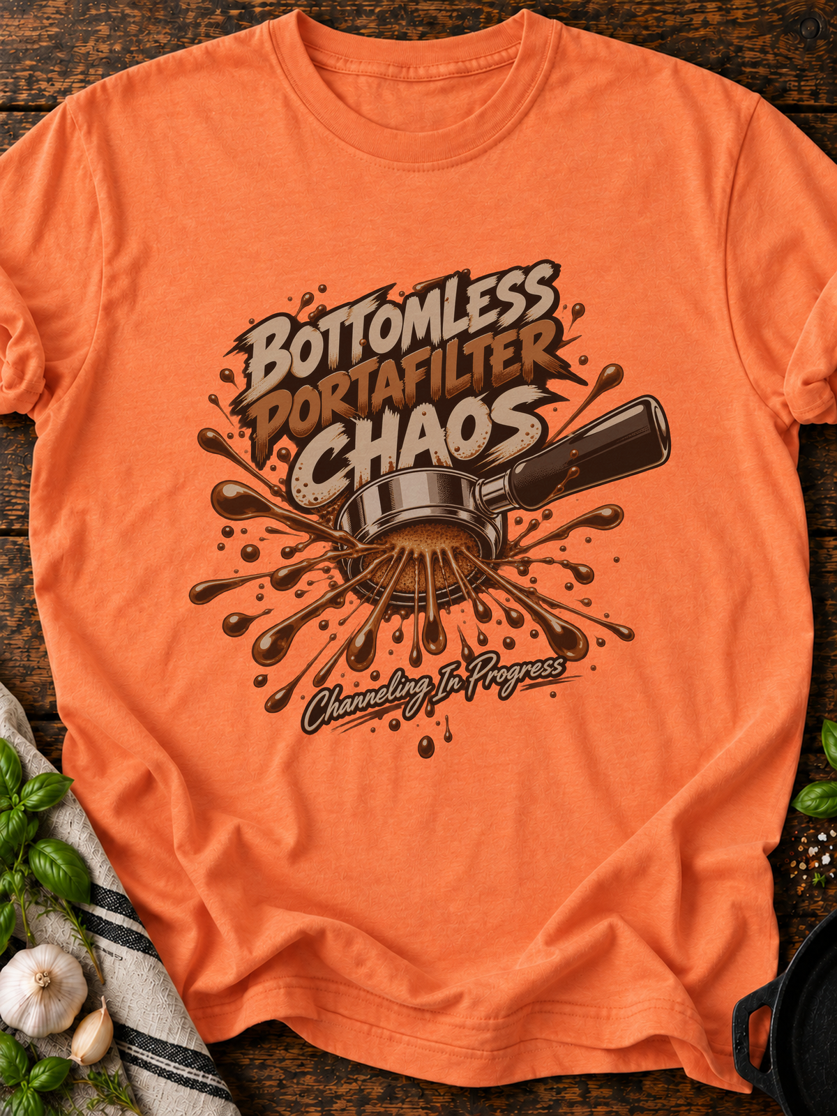 Bottomless Portafilter Chaos T-Shirt - Heather Orange