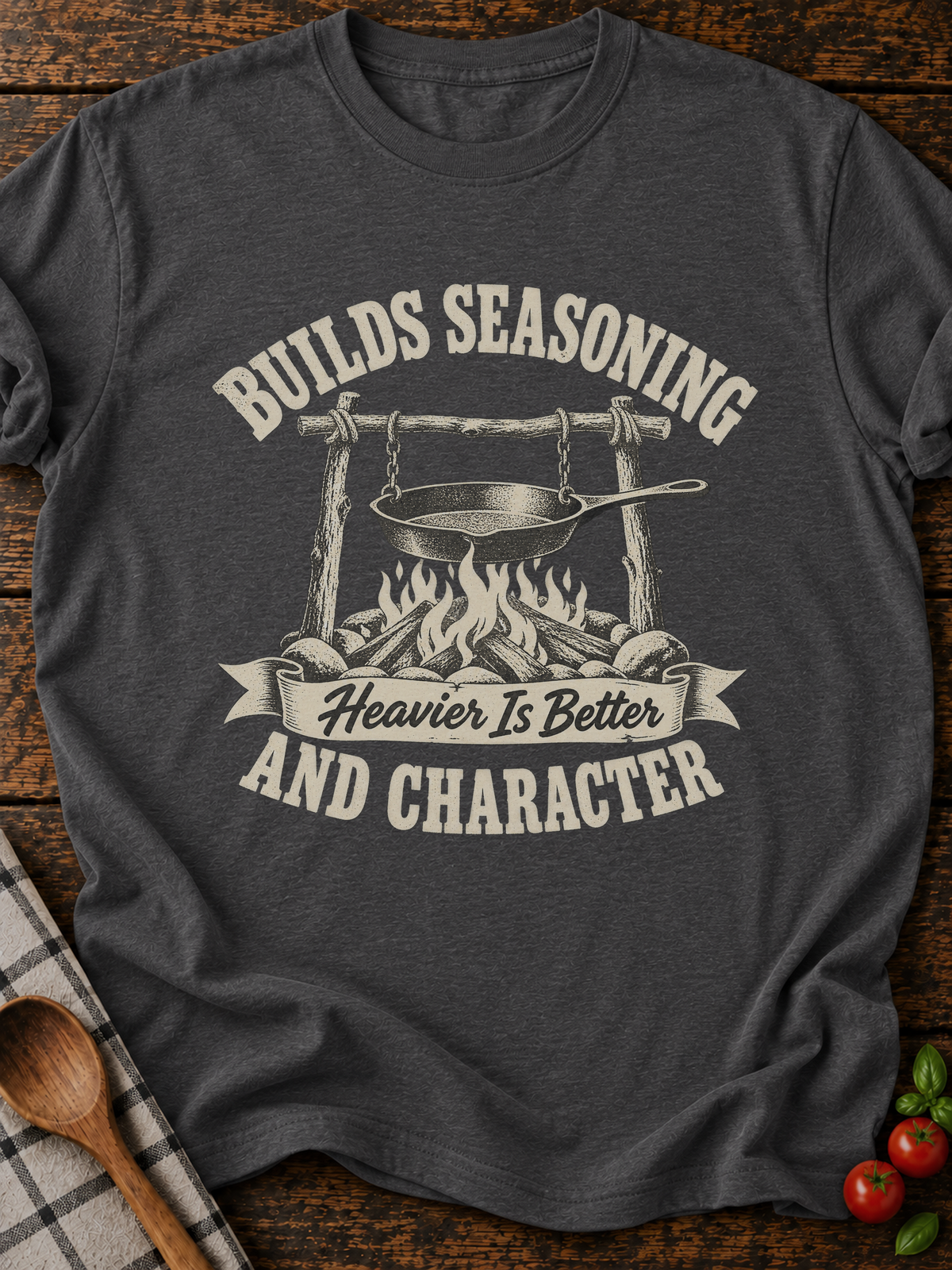 Builds Seasoning Character T-Shirt - Dark Heather