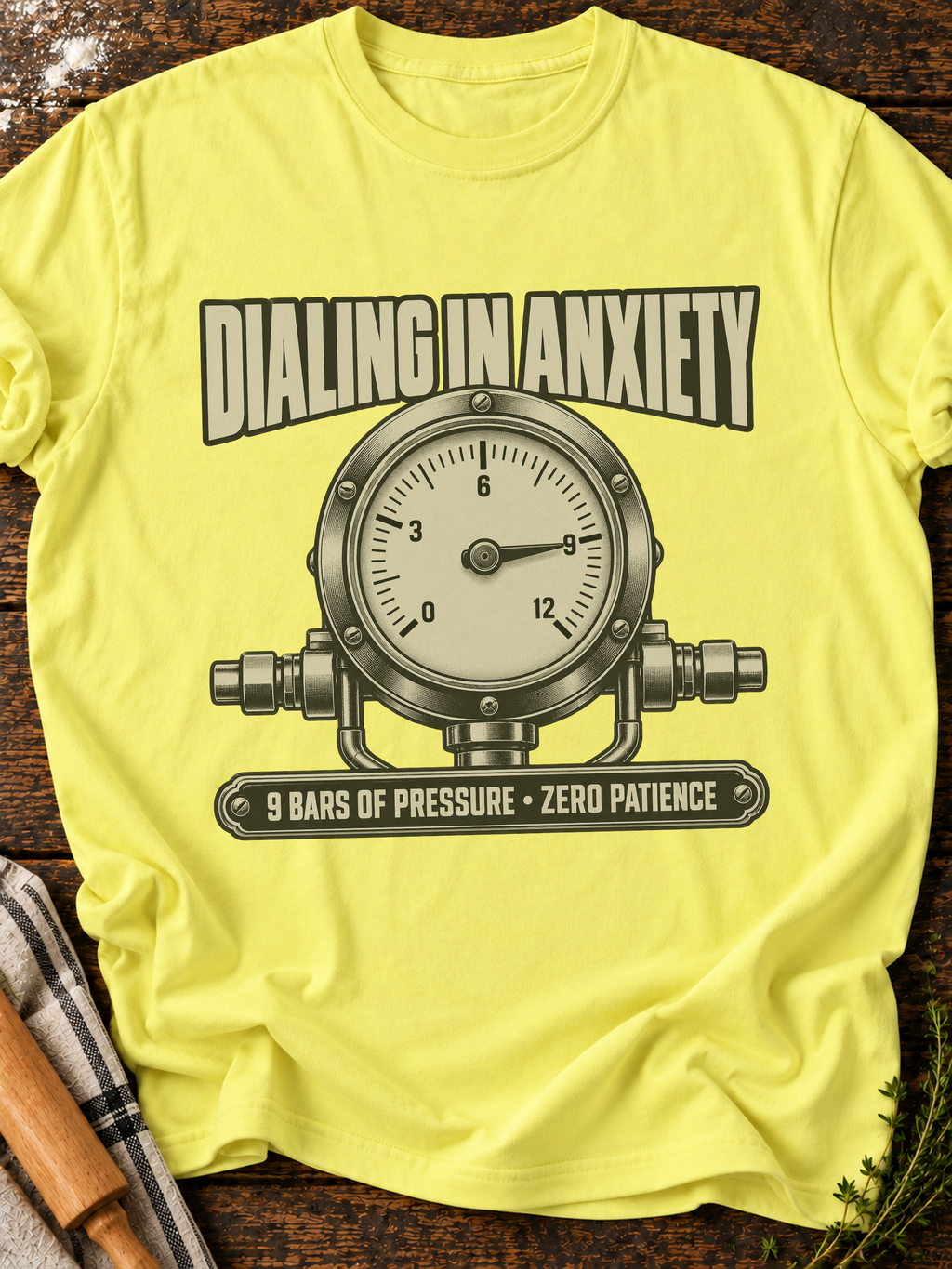 Dialing In Anxiety T-Shirt - Cornsilk