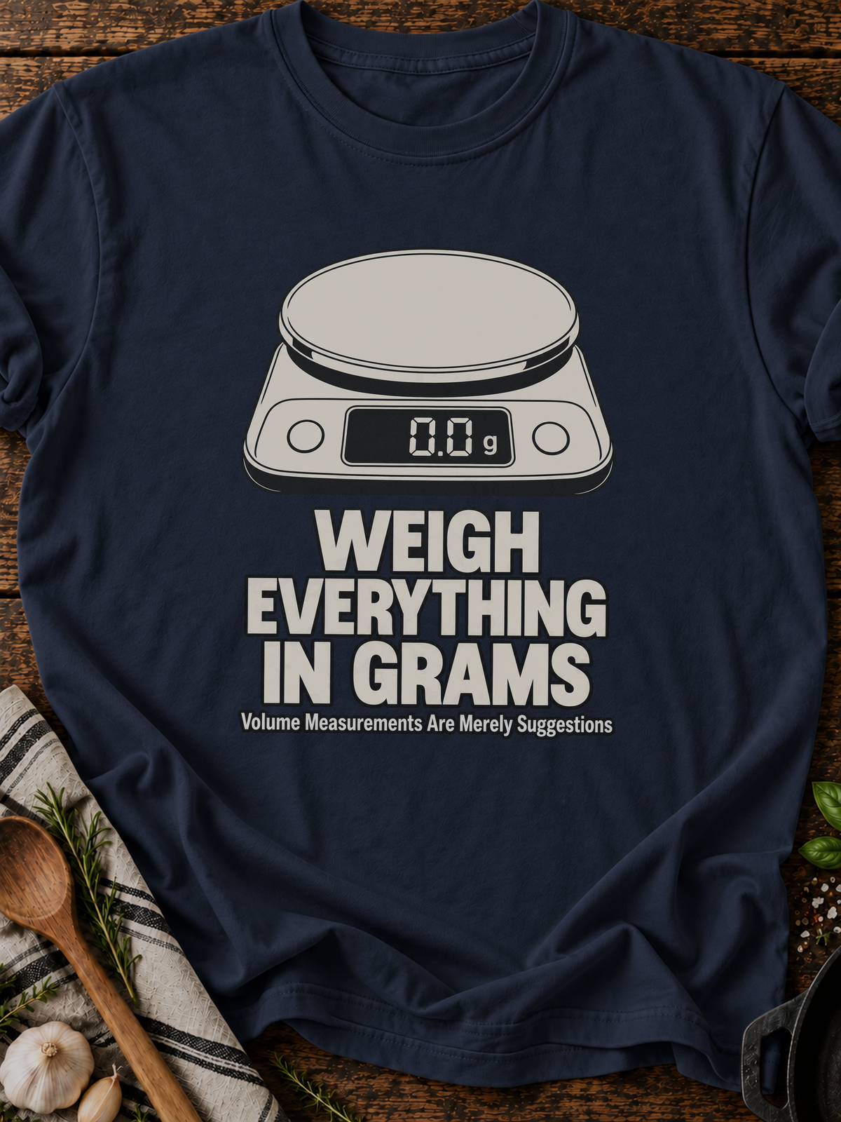 Weigh Everything In Grams T-Shirt - Navy