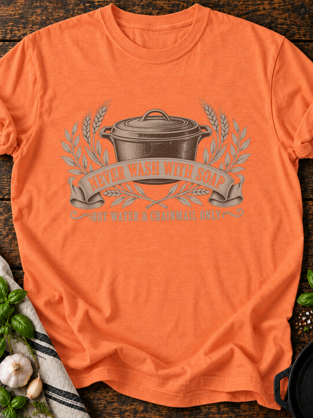 Never Wash With Soap T-Shirt - Heather Orange