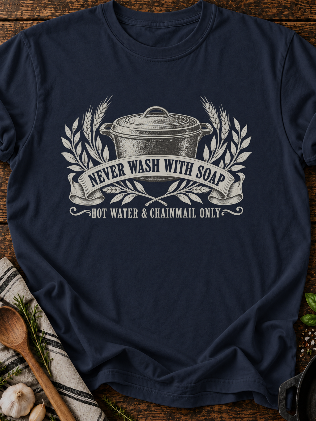 Never Wash With Soap T-Shirt - Navy