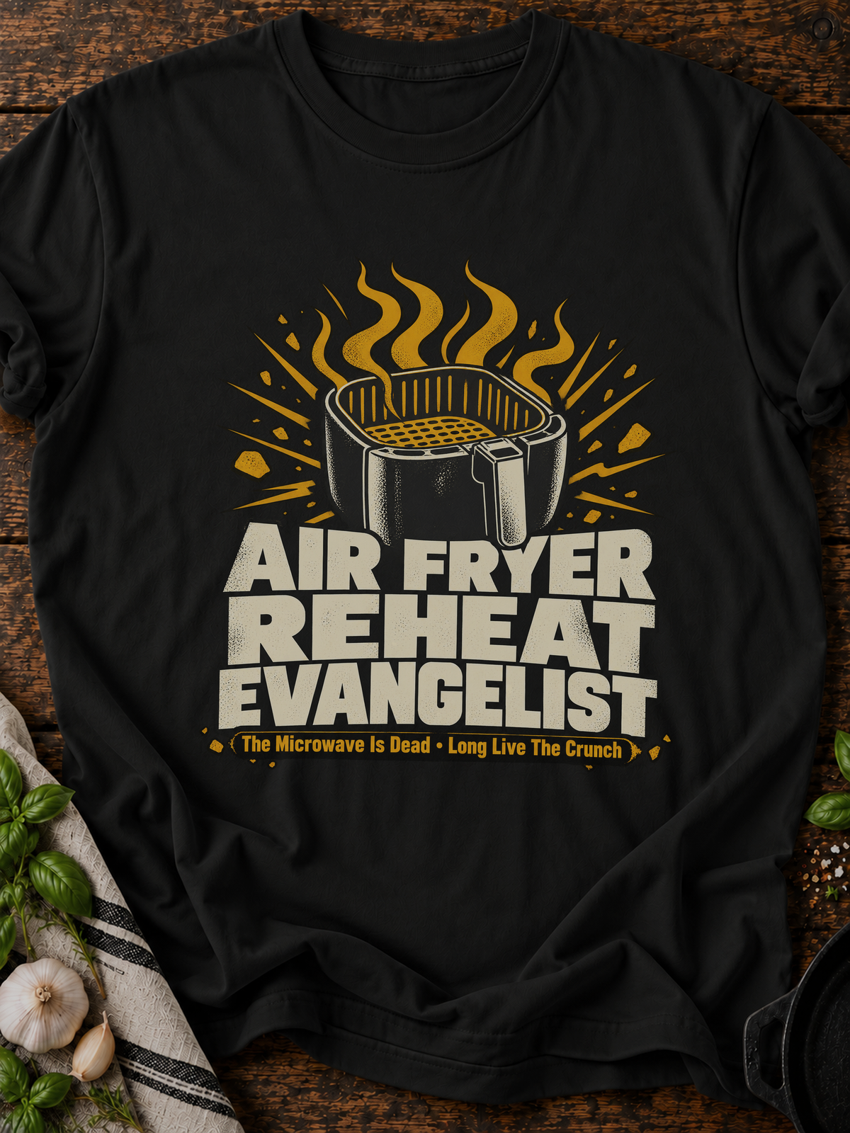 Air Fryer Reheat Evangelist T-Shirt - Black
