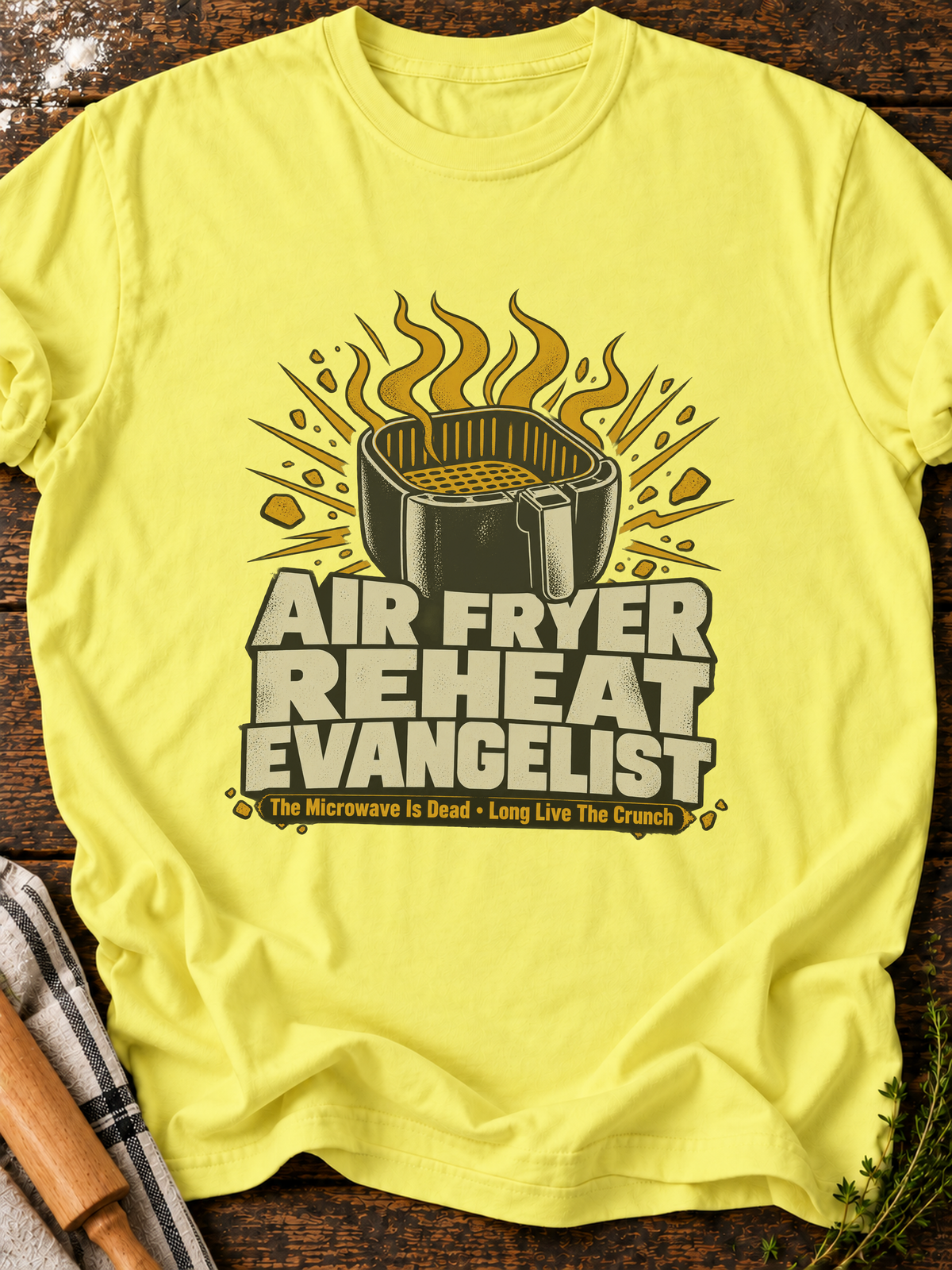 Air Fryer Reheat Evangelist T-Shirt - Cornsilk