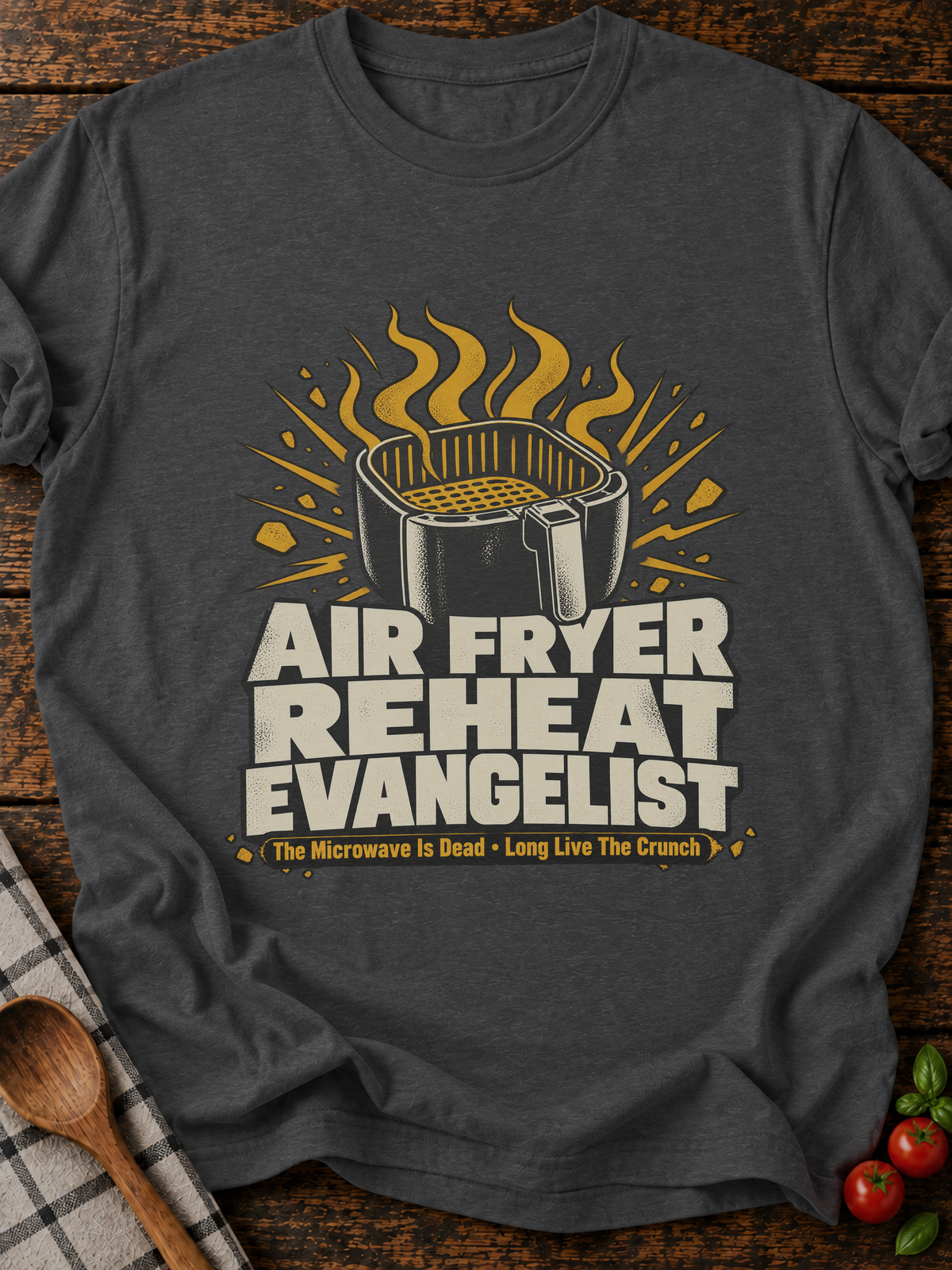 Air Fryer Reheat Evangelist T-Shirt - Dark Heather