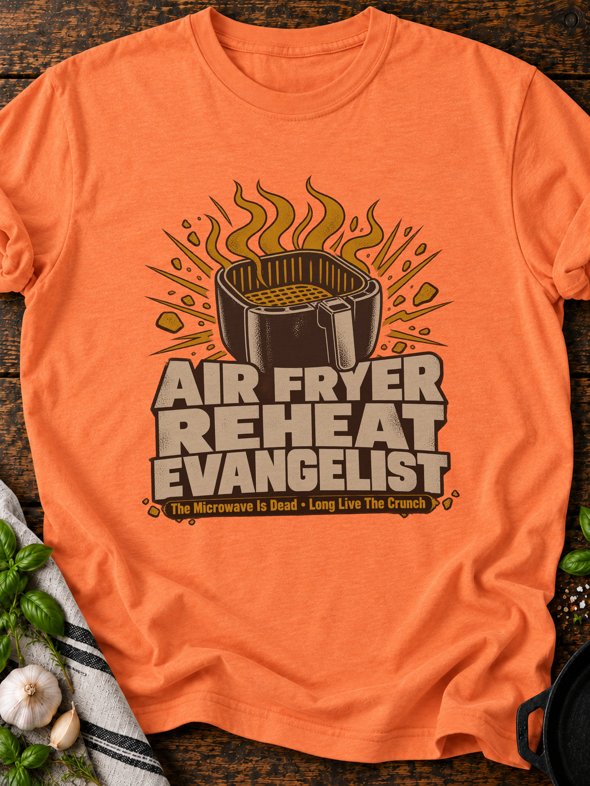 Air Fryer Reheat Evangelist T-Shirt - Heather Orange