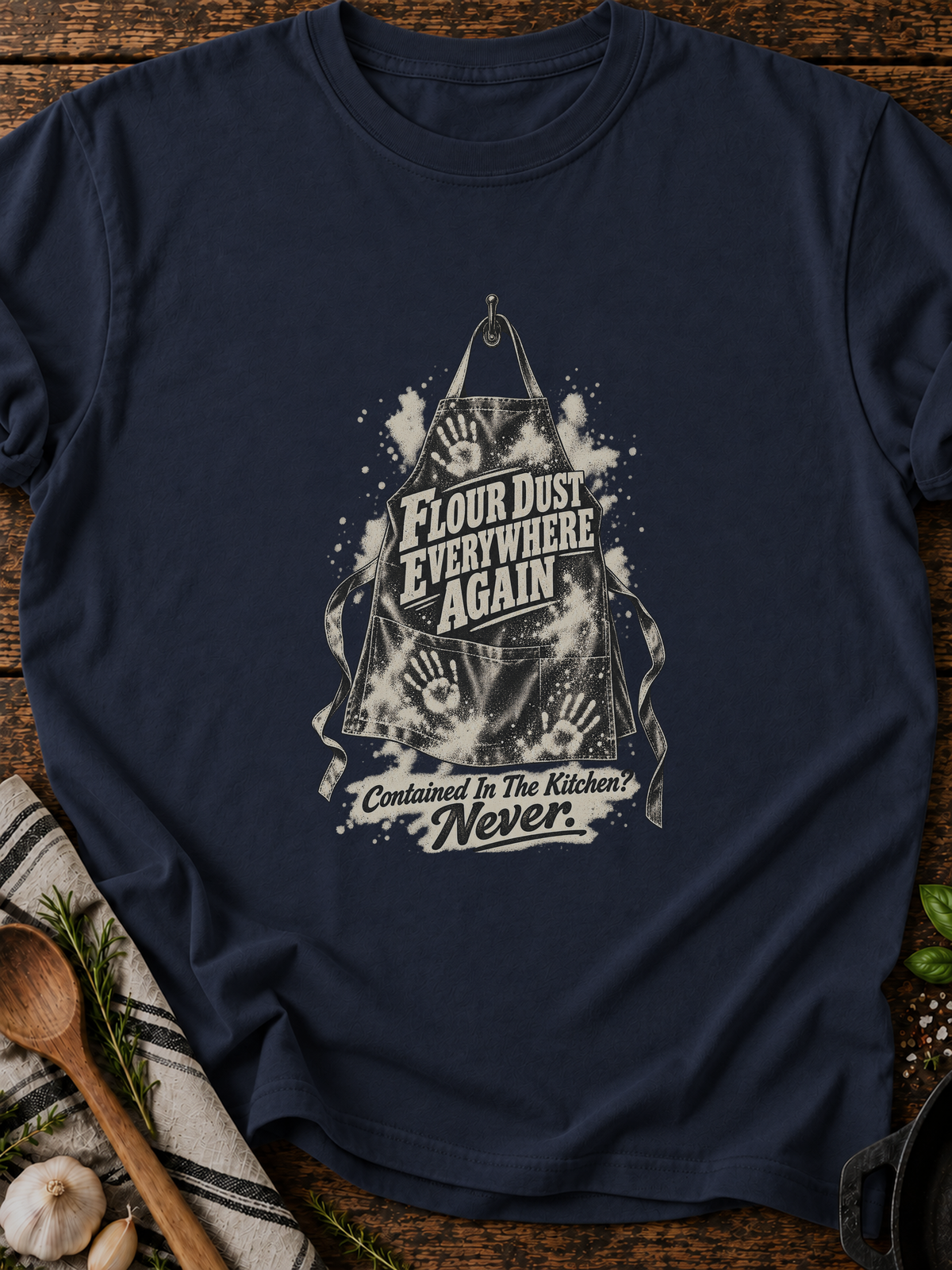 Flour Dust Everywhere Again T-Shirt - Navy