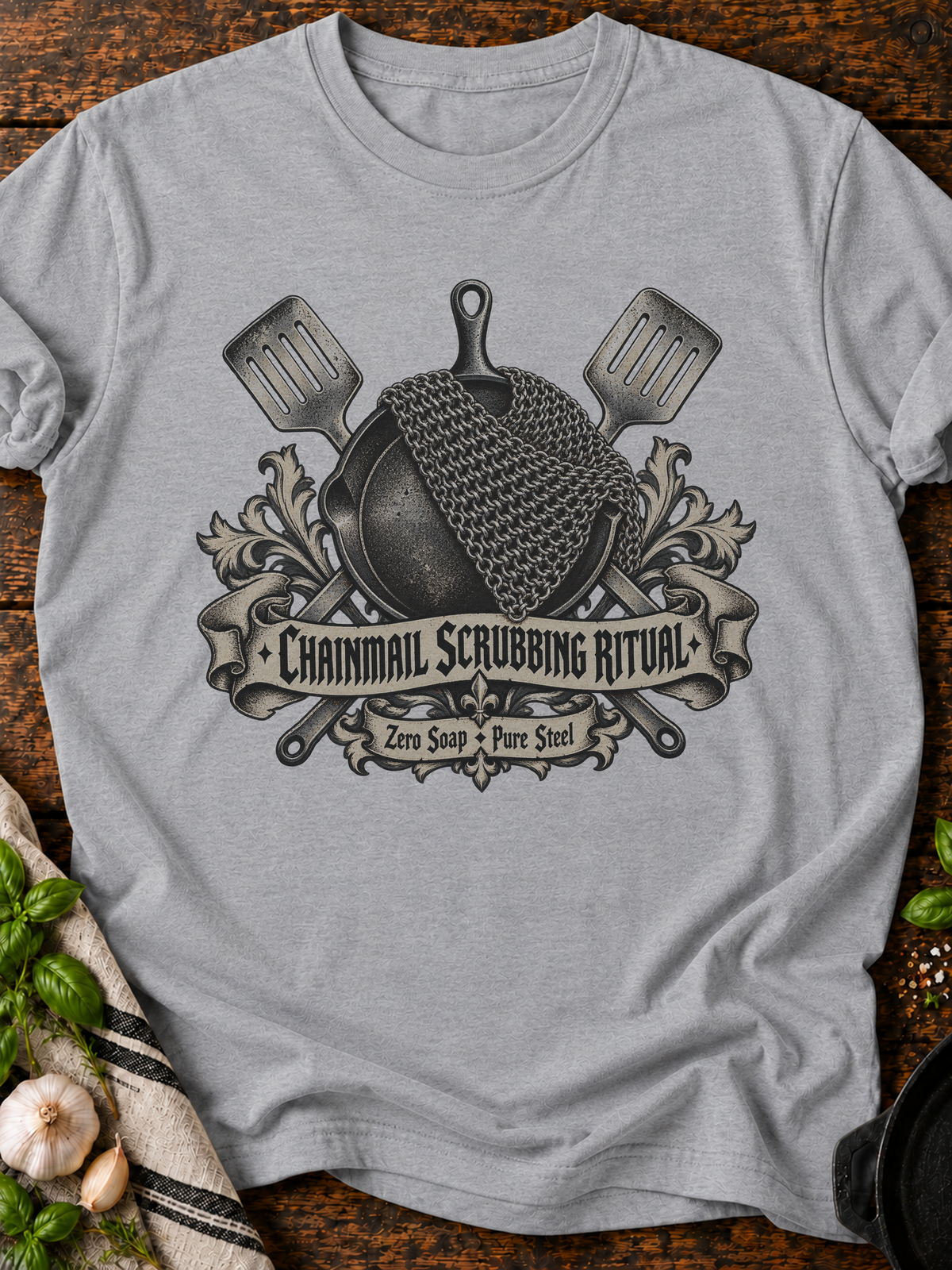 Chainmail Scrubbing Ritual T-Shirt - Sport Grey