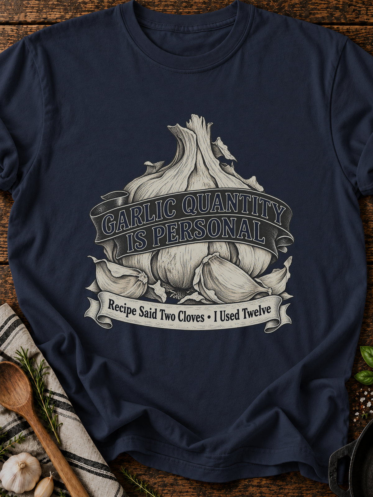 Garlic Quantity Is Personal T-Shirt - Navy