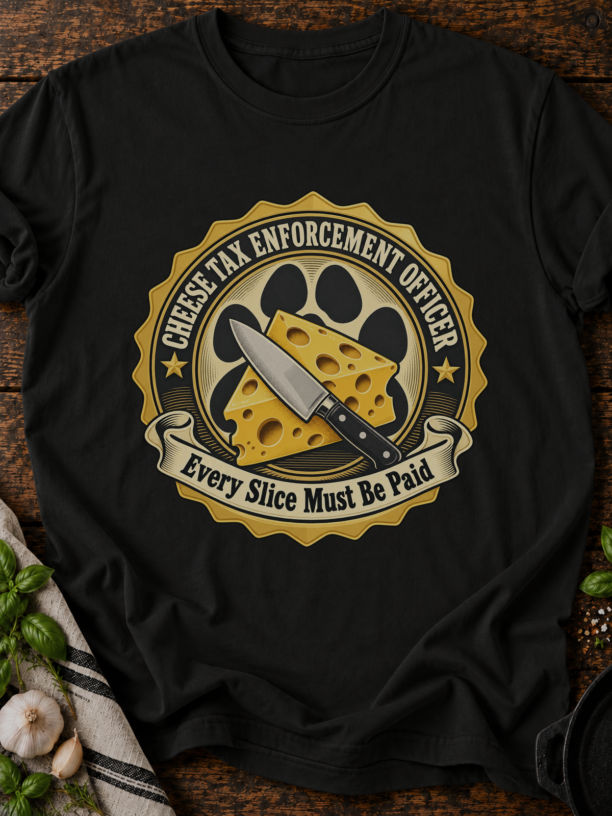 Cheese Tax Enforcement Officer T-Shirt - Black