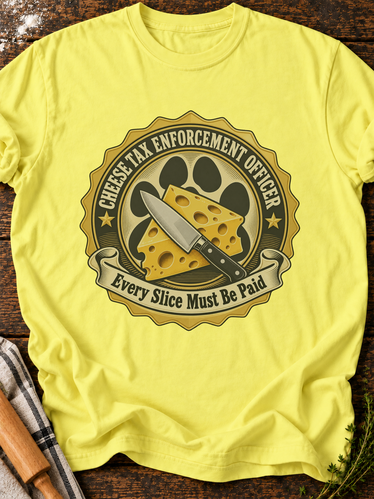 Cheese Tax Enforcement Officer T-Shirt - Cornsilk