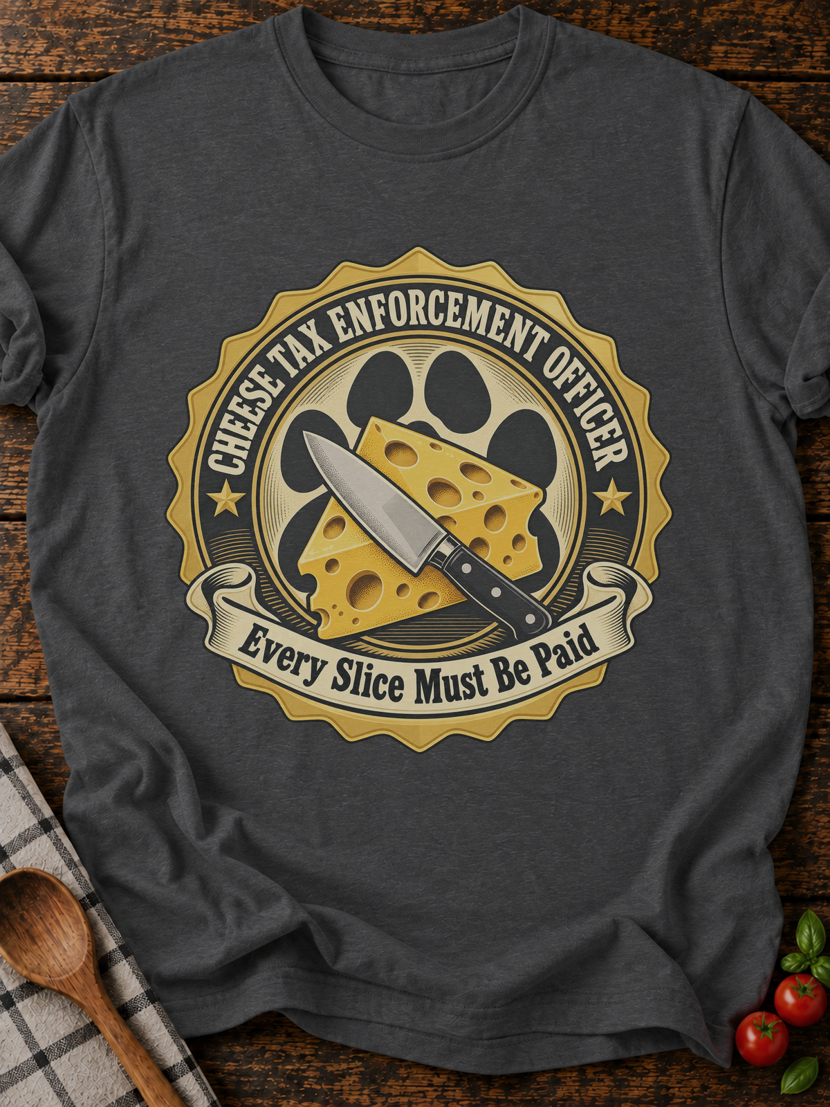Cheese Tax Enforcement Officer T-Shirt - Dark Heather
