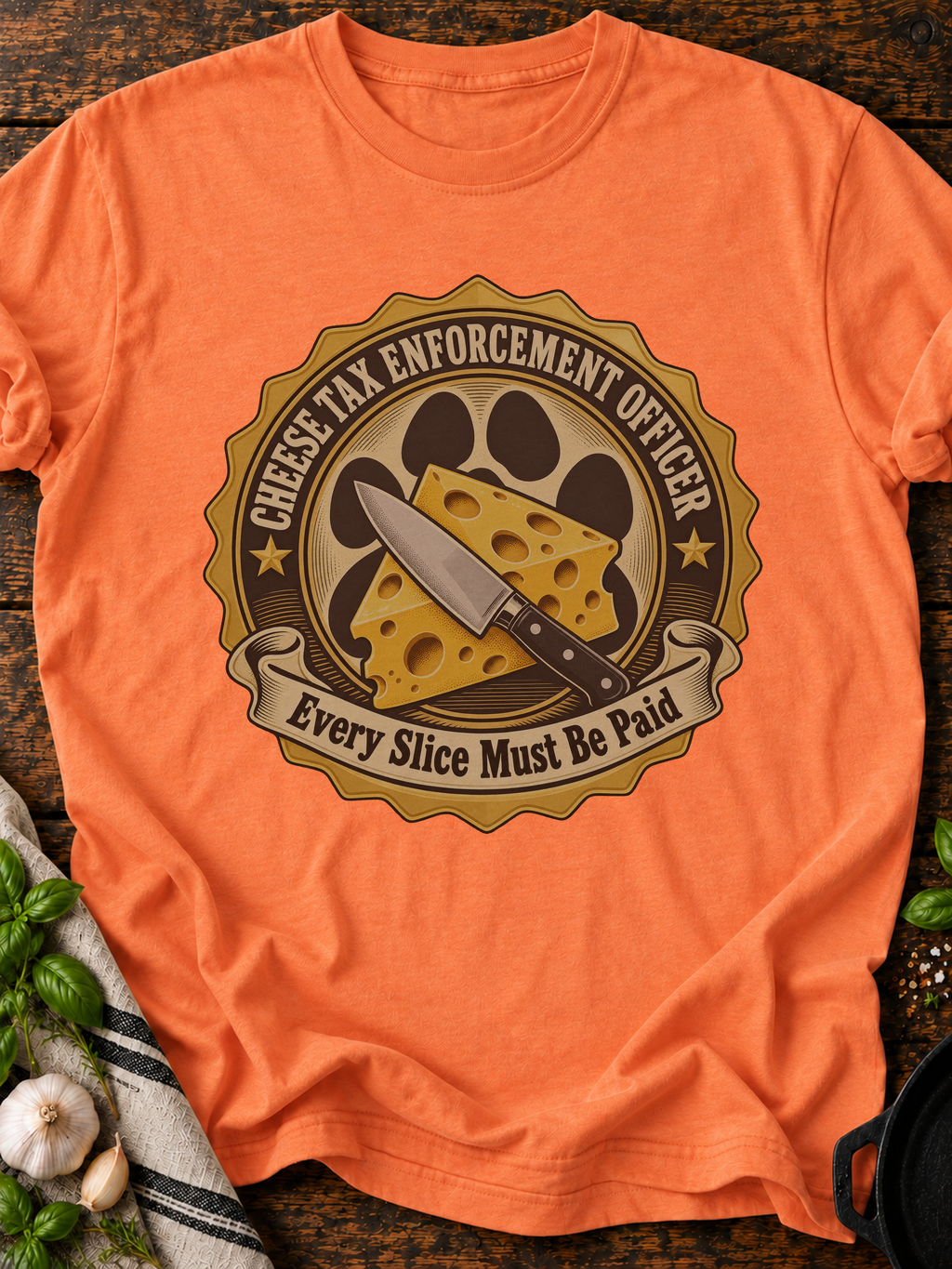 Cheese Tax Enforcement Officer T-Shirt - Heather Orange