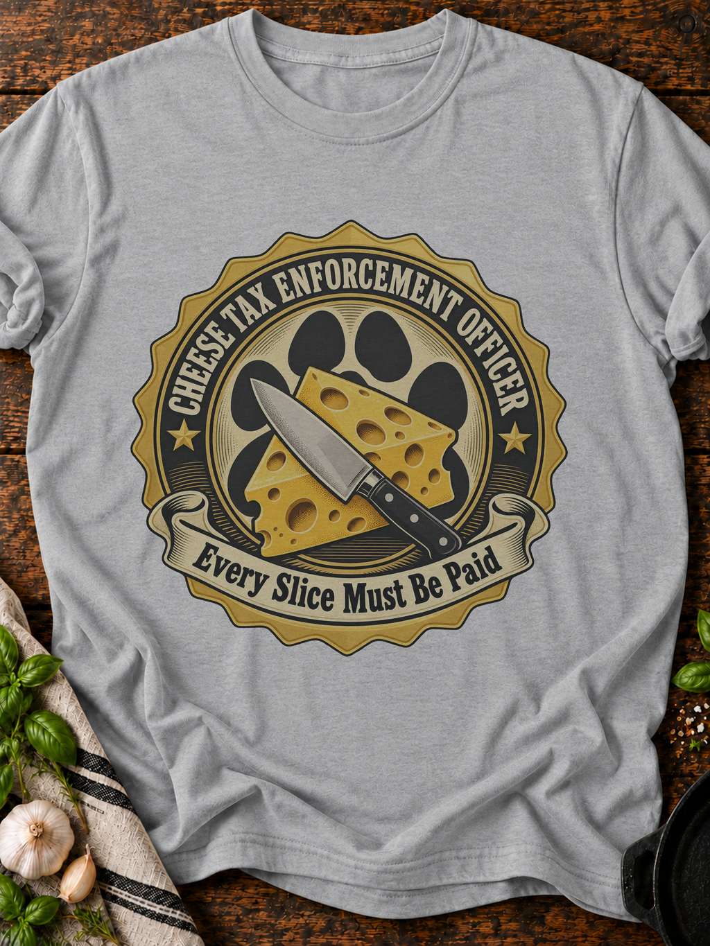 Cheese Tax Enforcement Officer T-Shirt - Sport Grey
