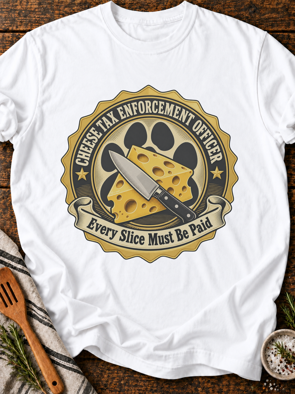 Cheese Tax Enforcement Officer T-Shirt - White