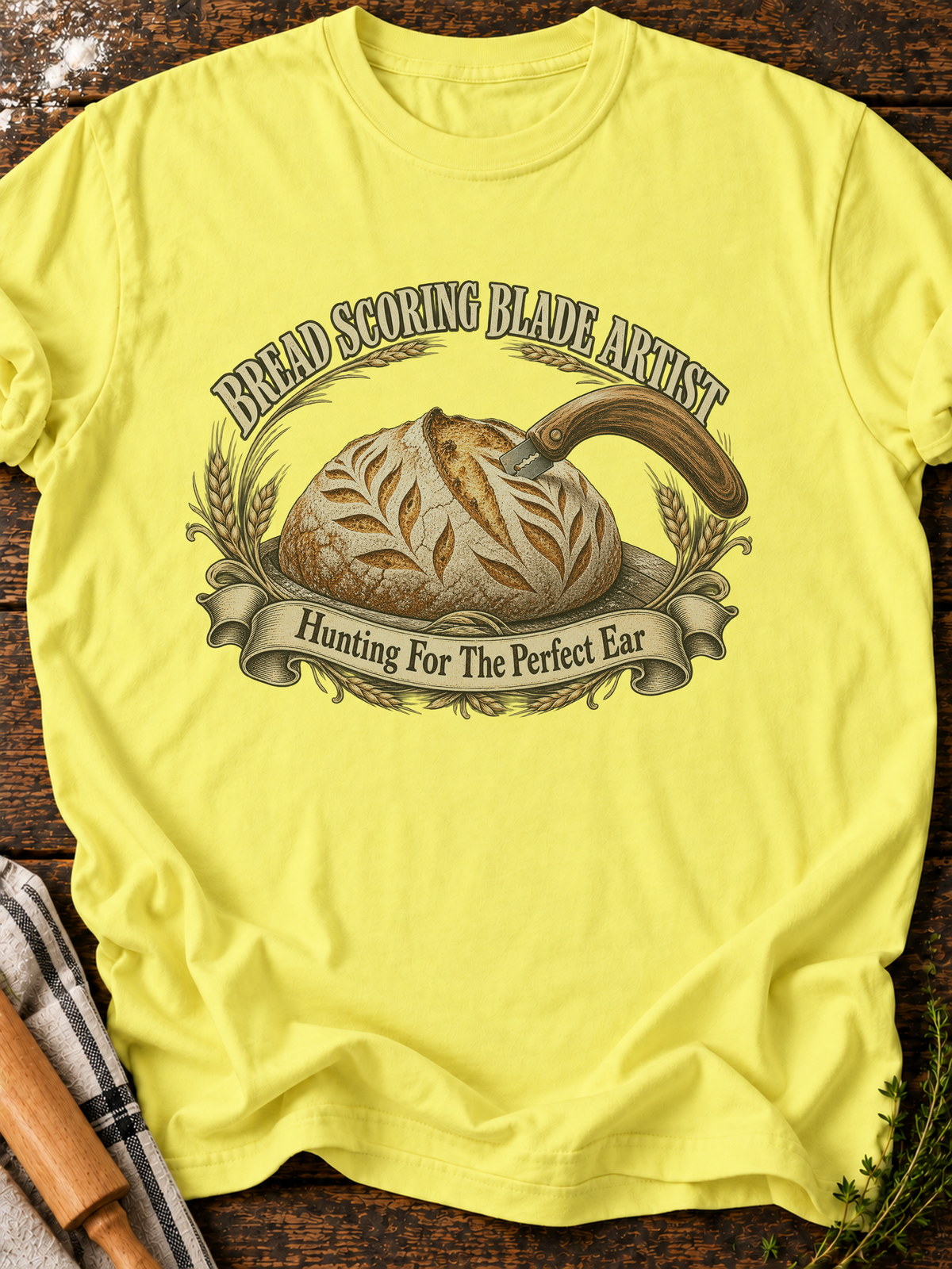Bread Scoring Blade Artist T-Shirt - Cornsilk