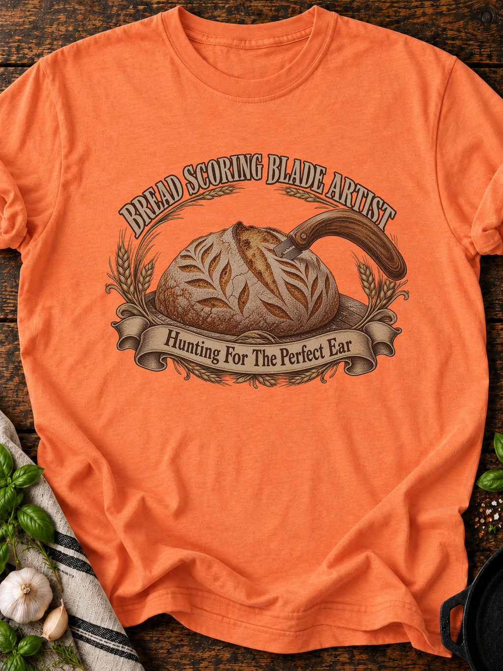 Bread Scoring Blade Artist T-Shirt - Heather Orange