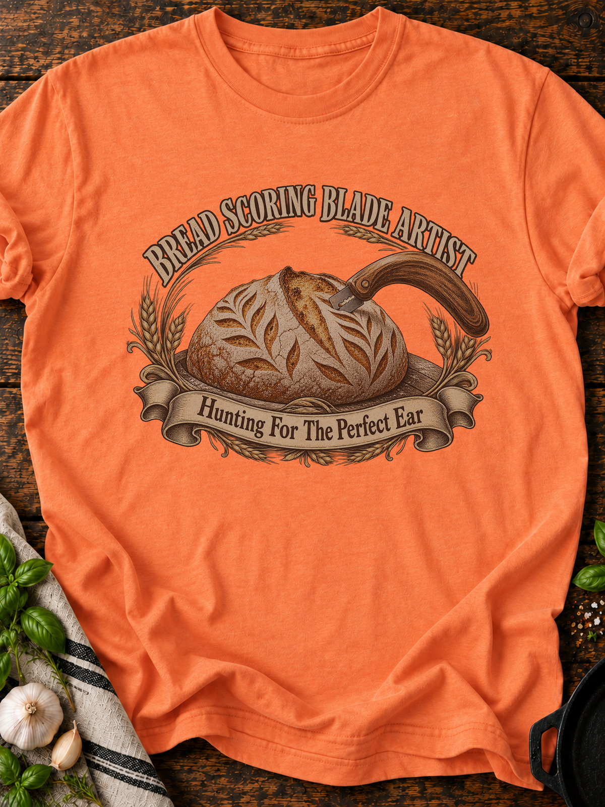 Bread Scoring Blade Artist T-Shirt - Heather Orange