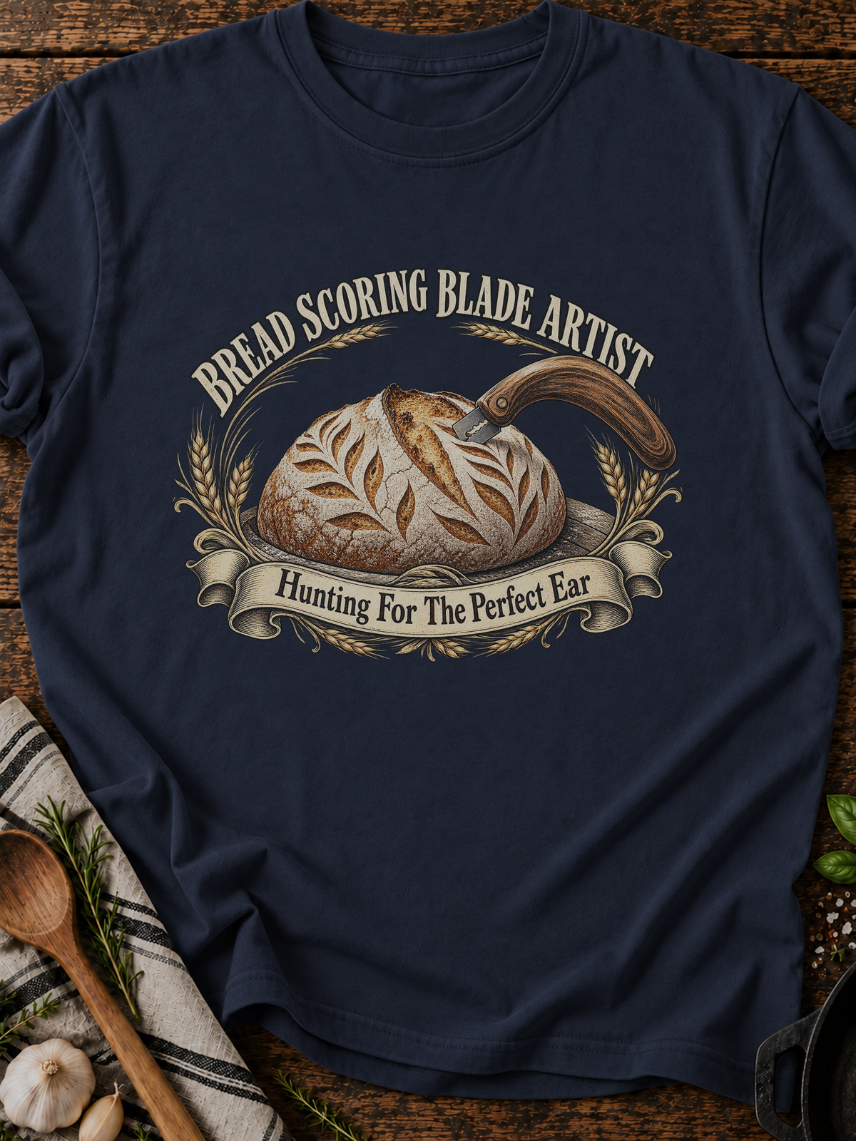 Bread Scoring Blade Artist T-Shirt - Navy