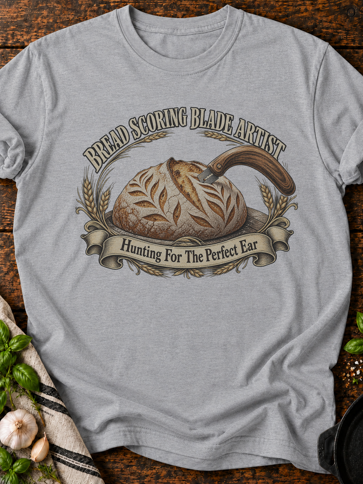 Bread Scoring Blade Artist T-Shirt - Sport Grey
